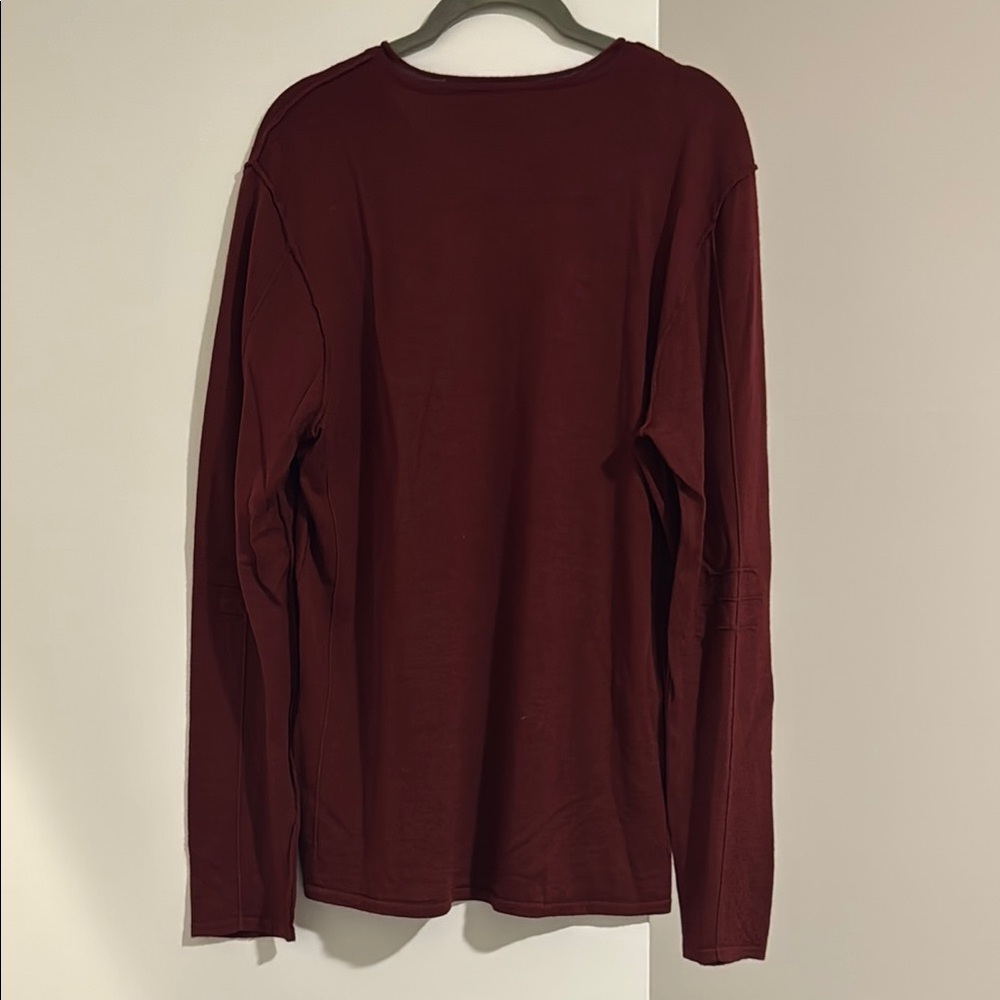John Varvatos Men's V-Neck Sweater in Deep Burgundy - Picture 6 of 6
